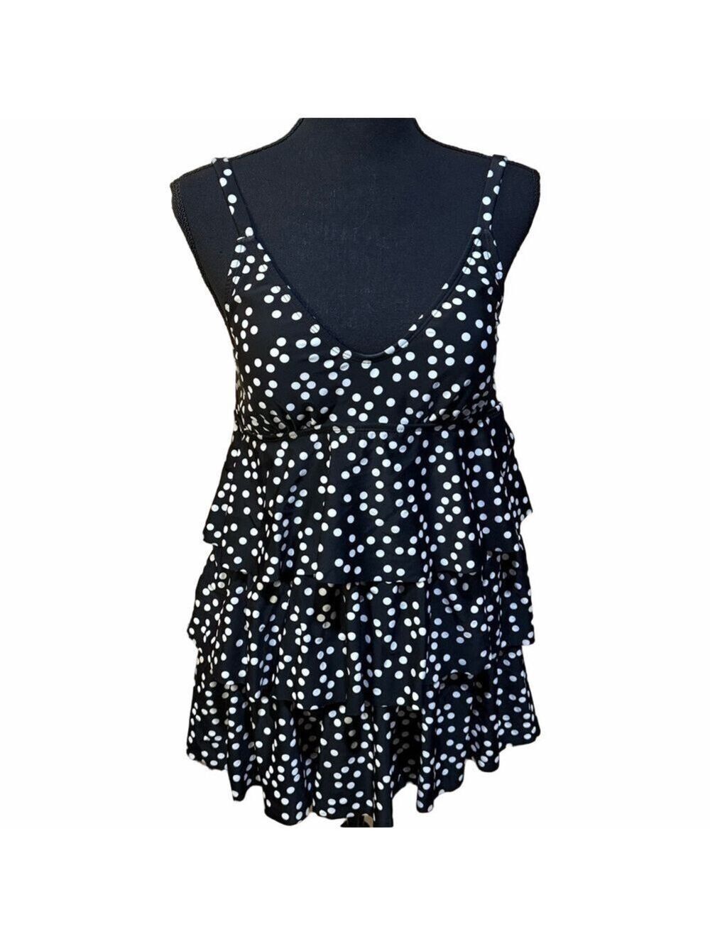 Jaclyn Smith Black White Polka Dot Bathing Suit Size 10